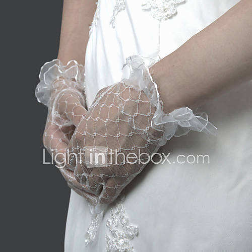 Lace Voile Fingertips Wrist Length Bridal Gloves Item ID 00051935