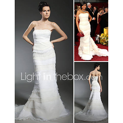 Taraji P. Henson Trumpet/ Mermaid Strapless Court Train Satin/ Organza Oscar Dress (FGY0723)