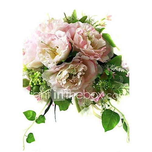 Elegant Silk Hibiscus With Chiffon Decoration Round Wedding Bouquet Bridal