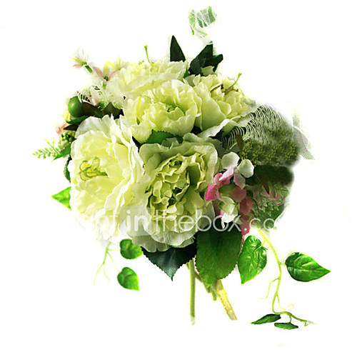 Elegant Silk Hibiscus With Chiffon Decoration Round Wedding Bouquet Bridal 