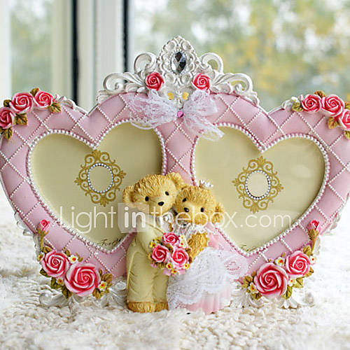 Fairy Tale Wedding Collection Teddy Intertwined Heart Photo Frame in Gift 