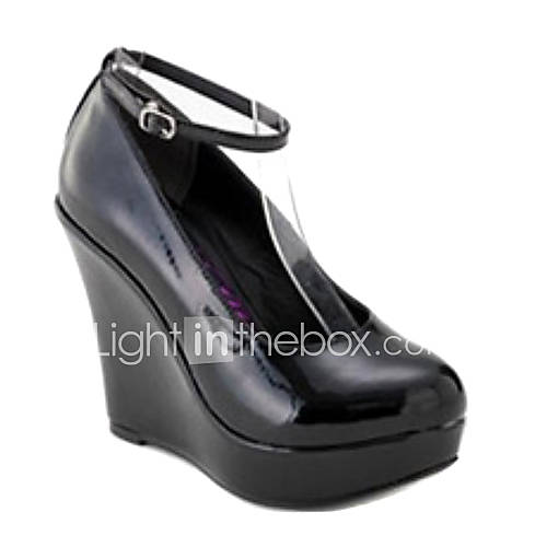 PU Leather Upper High Heels Wedge Heels With Buckle Fashion Shoe 1131B381 