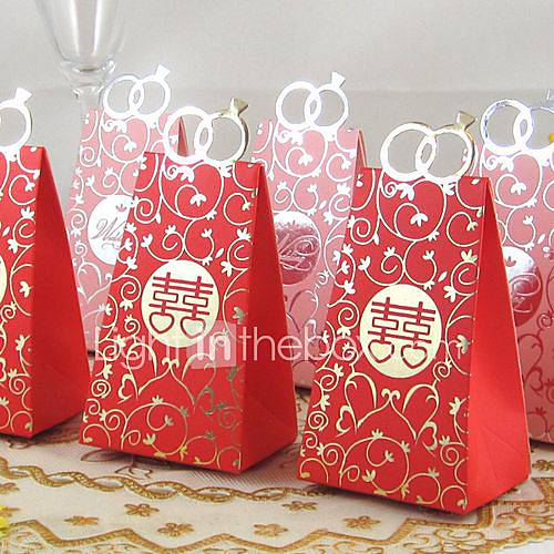 Asian Style Wedding Ring Favor Box Bag Set of 12 Item ID 00168797