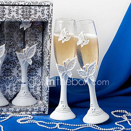 Butterfly Design Wedding Toasting Flutes