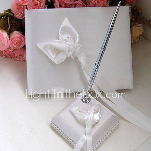 Calla Lily Wedding Guest Book And Pen Set In White Satin Item ID 00176732
