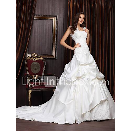 Satin Lace Plus Size  Wedding Dress