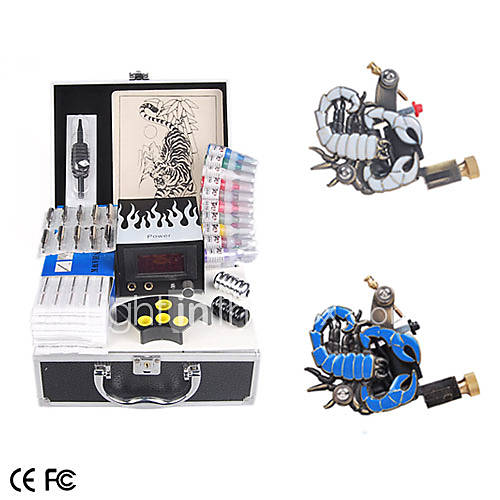 Professional Tattoo Kits for Lining and Shading with LCD Power Supply US 