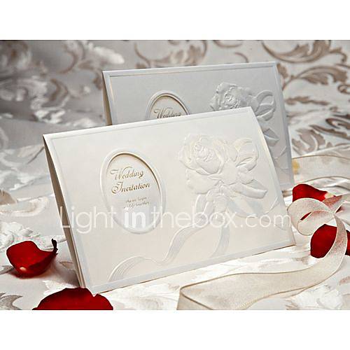 Elegant Embossed Rose Design Trifold Wedding Invitation Set of 50 US 
