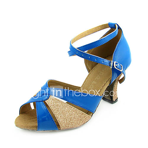 Zum Angebot - Kunstleder / Sekt Glitter oberen blauen und goldenen latin dance Schuhe für Frauen mehr Farben