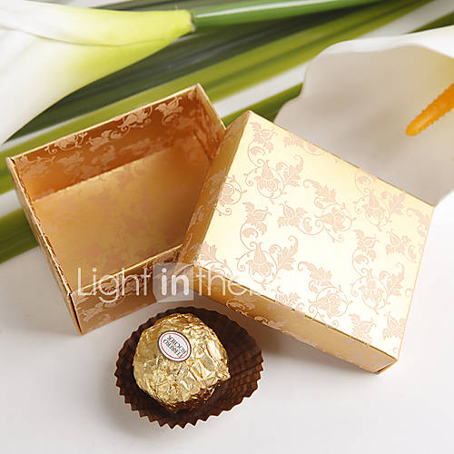 Square Damask Print Favor Box In Gold Set of 12 Item ID 00218862