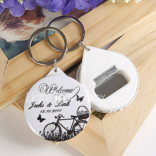 Personalized Bottle Opener Key Ring Bicycle and Butterfly set of 12 