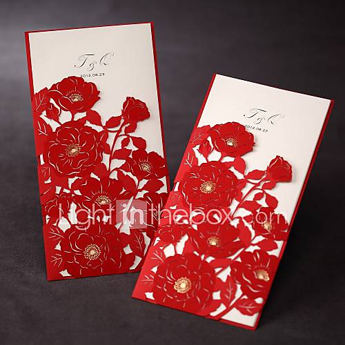 delicato fiore cut-out invito a nozze in rosso (set di 50) Regali di nozze
