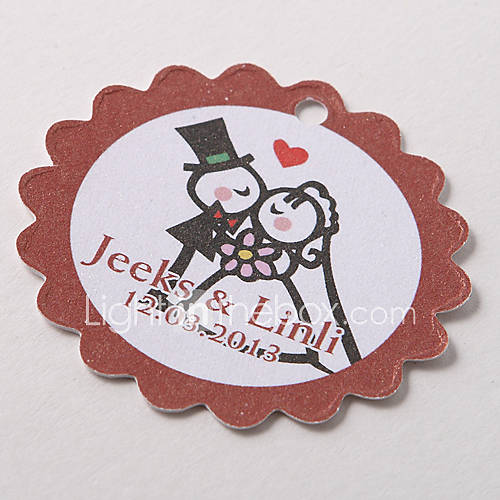 Personalized Scalloped Favor Tag Cartoon Wedding Set of 60 