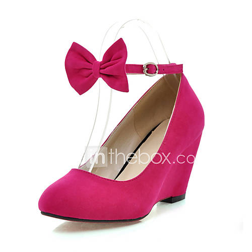 Suede Closed Toe Wedges With Bow For Party Evening More Colors US 2999