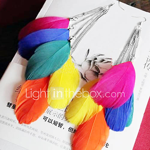 Bohemian Colorful Feather Beach Style Earrings More Colors 