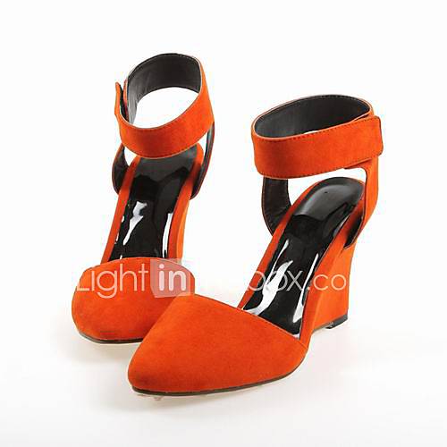 Suede Wedge Heel Closed Toe Sandals With Velcro Party Evening Shoes More 