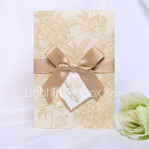 Gold Floral Style Trifolded Wedding Invitation Set of 50 