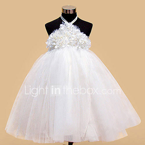 sch&ouml;nen Nackentr&auml;ger Ballkleid T&uuml;ll Blumenm&auml;dchen Kleid