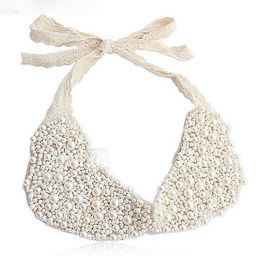 Offerta Fashion White Lace Pearl Necklace Collar False Offerta: Fashion White Lace Pearl Necklace Collar False