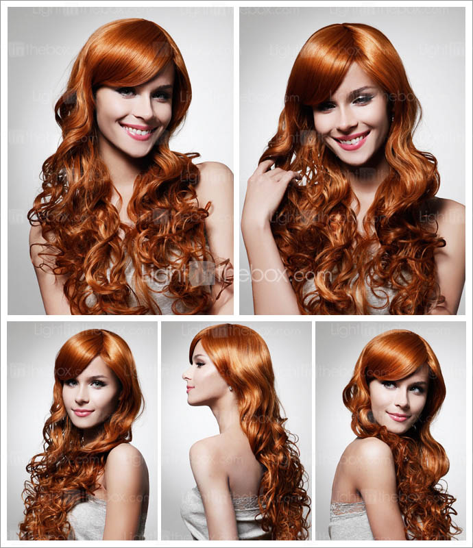 Capless Extra Long High Quality Synthetic Golden Brown Curly Hair Wigs 0988-J45 27-30 Capless Extra Long High Quality Synthetic Golden Brown Curly Hair Wigs 0988-J45 27-30