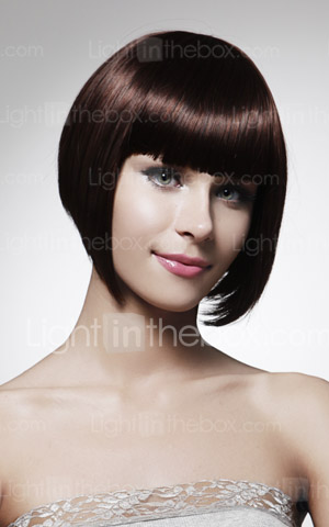 Capless Short Bob High Quality Synthetic Dark Brown Straight Hair Wig