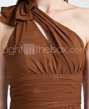 Sheath/Column One Shoulder Floor-length Chiffon Bridesmaid Dress