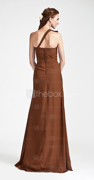 Sheath/Column One Shoulder Floor-length Chiffon Bridesmaid Dress