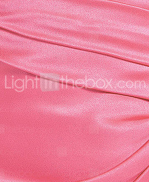 Sheath/ Column Strapless Knee-length Side-Draped Satin Bridesmaid Dress