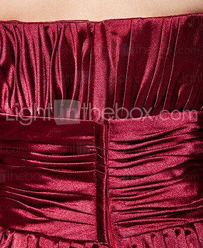  A-line Strapless Knee-length Elastic Woven Satin Cocktail Dress