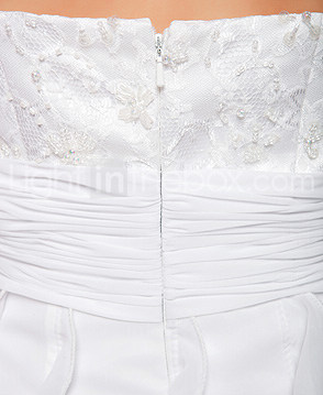 라인 strapless 무릎 길이 쉬폰 레이스 칵테일 드레스