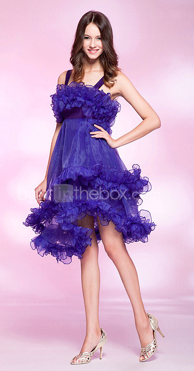 A-line Straps Asymmetrical Organza Cocktail Dress