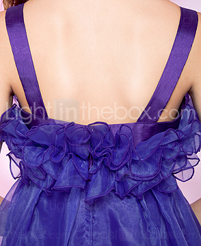 A-line Straps Asymmetrical Organza Cocktail Dress