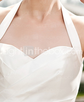 Sheath/ Column Halter Short/ Mini Satin Wedding Dress