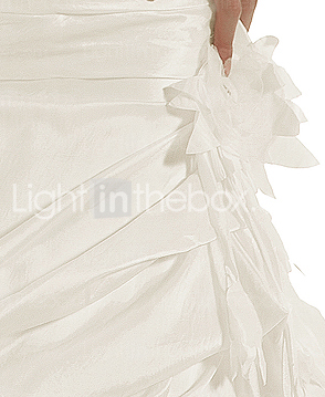A-line Jewel Chapel Train Taffeta Wedding Dress