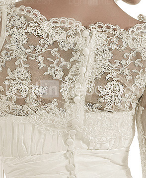 A-line Jewel Chapel Train Taffeta Wedding Dress