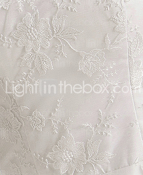  A-line Jewel Court Train Lace Satin Wedding Dress
