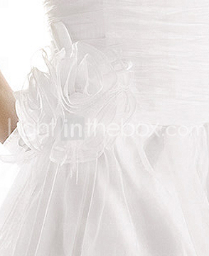  A-line Square Spaghetti Straps Floor-length Organza Wedding Dress