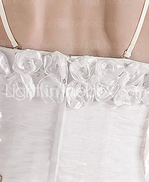  A-line Square Spaghetti Straps Floor-length Organza Wedding Dress