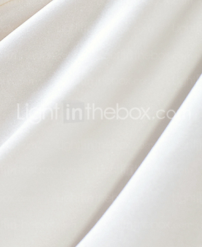 A-line V-neck Chapel Train Satin Wedding Dress 