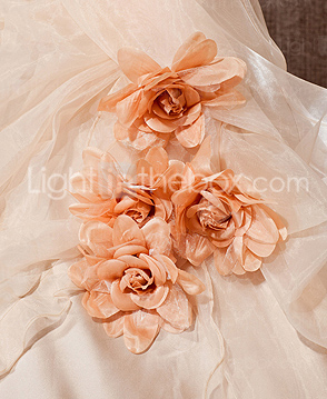 A-line Strapless Cathedral Train Satin Wedding Dress