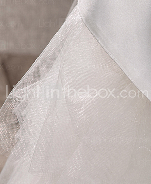 A-line Strapless Sweep/Brush Train Satin Tulle Wedding Dress