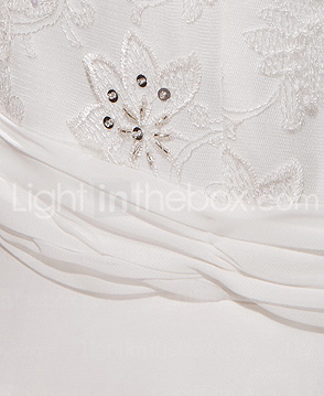 trompet / havfrue stropper kapellet tog chiffon lace brudekjole