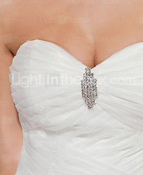 A-line Strapless Floor-length Organza Wedding Dress