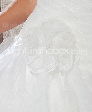 A-line Strapless Floor-length Organza Wedding Dress