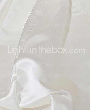 A-line Strapless Cathedral Train Embroidery Satin Wedding Dress