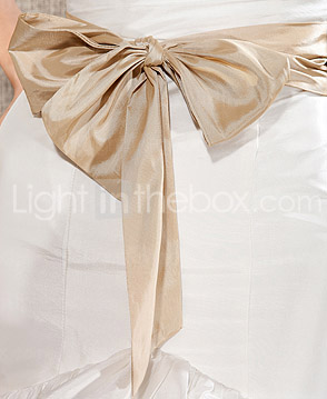 Trumpet/Mermaid Strapless with Sashes Chapel Train Taffeta Wedding Dress 