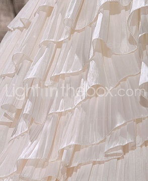 Luxury Delicate Beaded Taffeta Chapel Train Wedding Dress