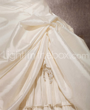 Luxury Opulent Taffeta Chapel Train Wedding Dress