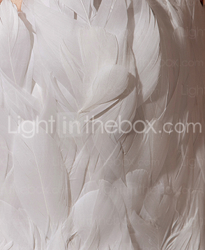Fairy Feather Bodice Chapel Train Tulle Wedding Dress