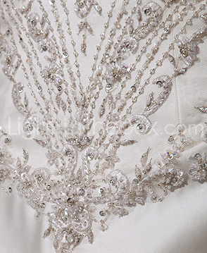 Luxury Exquisite Embroidered Chapel Train Satin Wedding Dress